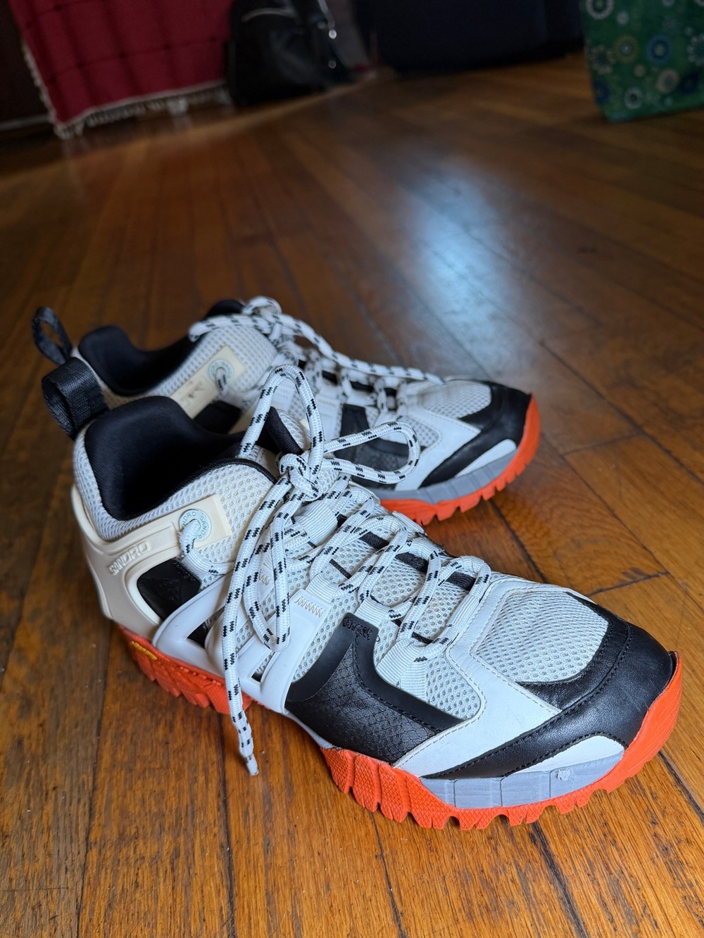 Sandro Paris Chunky Trail Sneakers Size 40 Vibram Orange Black White